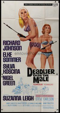9d538 DEADLIER THAN THE MALE 3sh '67 art of sexy Elke Sommer & Sylva Koscina with spear guns!