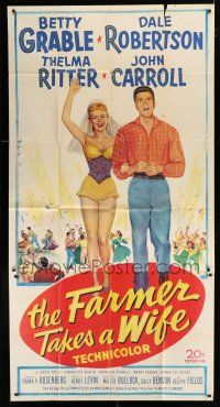 9d572 FARMER TAKES A WIFE 3sh '53 full-length art of Dale Robertson & sexy Betty Grable!