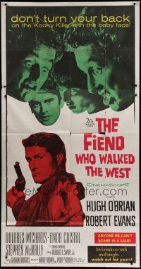 9d579 FIEND WHO WALKED THE WEST 3sh '58 don't turn your back on the killer with the baby face!