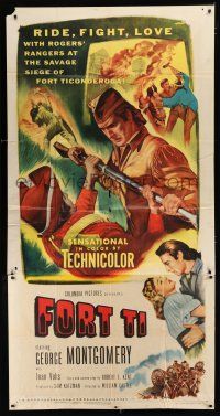 9d591 FORT TI 3sh '53 Fort Ticonderoga, cool different art of George Montgomery fighting!