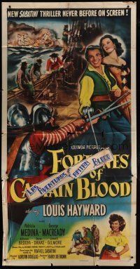 9d594 FORTUNES OF CAPTAIN BLOOD 3sh '50 art of swashbuckler Louis Hayward & sexy Patricia Medina!