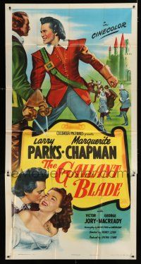 9d606 GALLANT BLADE 3sh '48 swordsman & lover Larry Parks & Marguerite Chapman in medieval France!