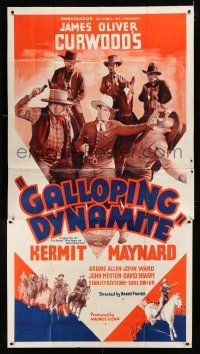 9d607 GALLOPING DYNAMITE 3sh '37 cowboy Kermit Maynard fighting bad guys, James Oliver Curwood