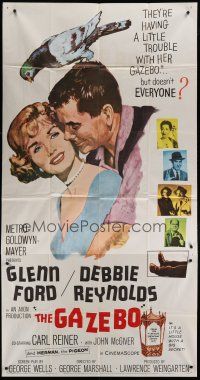 9d609 GAZEBO 3sh '60 great romantic art of Glenn Ford w/pigeon on head & nuzzling Debbie Reynolds!