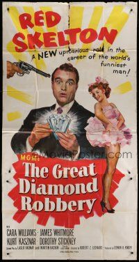 9d632 GREAT DIAMOND ROBBERY 3sh '53 artwork of Red Skelton with giant jewel & sexy Cara Williams!