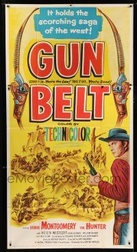 9d633 GUN BELT 3sh '53 art of cowboy George Montgomery, it holds the scorching saga of the West!