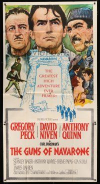 9d636 GUNS OF NAVARONE 3sh '61 Gregory Peck, David Niven & Anthony Quinn by Howard Terpning!