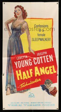 9d637 HALF ANGEL 3sh '51 full-length art of sexy Loretta Young, confessions of a lady sleepwalker!
