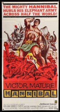 9d638 HANNIBAL 3sh '60 artwork of barechested warrior Victor Mature, Edgar Ulmer directed!