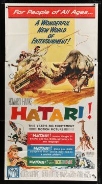9d643 HATARI 3sh '62 Howard Hawks, great artwork images of John Wayne in Africa!