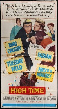 9d650 HIGH TIME 3sh '60 Blake Edwards directed, Bing Crosby, Fabian, sexy young Tuesday Weld!