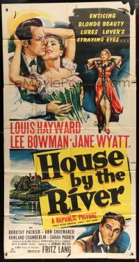 9d658 HOUSE BY THE RIVER 3sh '50 Fritz Lang, enticing blonde beauty lures lover's straying eyes!