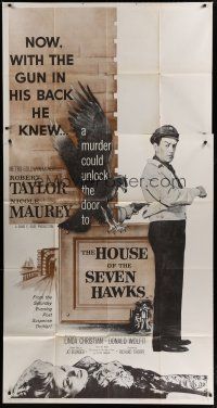 9d660 HOUSE OF THE SEVEN HAWKS 3sh '59 treasure hunter Robert Taylor with gun in his back!