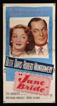 9d686 JUNE BRIDE 3sh '48 Bette Davis & Robert Montgomery in the happiest hit of their lives!
