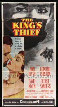 9d694 KING'S THIEF 3sh '55 Ann Blyth romancing Edmund Purdom & art of masked Purdom on horse!