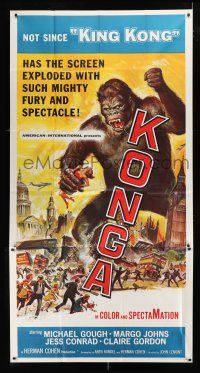 9d698 KONGA 3sh '61 great artwork of giant angry ape terrorizing city by Reynold Brown!