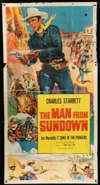9d734 CHARLES STARRETT stock 3sh '52 The Man from Sundown, cool western art!