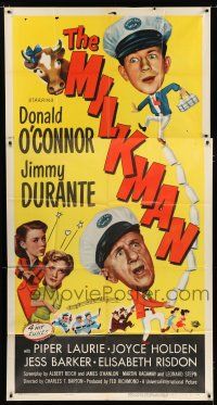 9d750 MILKMAN 3sh '50 wacky art of Donald O'Connor & Jimmy Durante + sexy Piper Laurie!