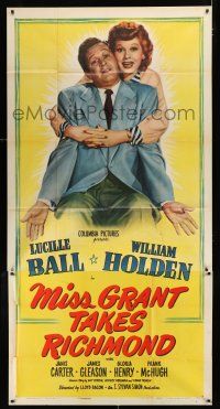 9d754 MISS GRANT TAKES RICHMOND 3sh '49 art of Lucille Ball holding William Holden!