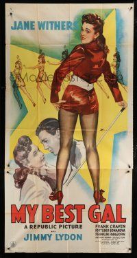 9d768 MY BEST GAL 3sh '44 Anthony Mann, art of Jane Withers all grown up showing her legs, rare!