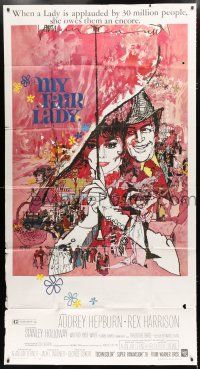 9d769 MY FAIR LADY 3sh R71 classic art of Audrey Hepburn & Rex Harrison by Bob Peak!
