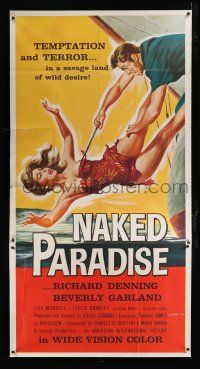9d777 NAKED PARADISE 3sh '57 art of super sexy falling Beverly Garland caught by hook!