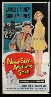 9d785 NEVER STEAL ANYTHING SMALL 3sh '59 art of tough James Cagney & sexy doll Shirley Jones!