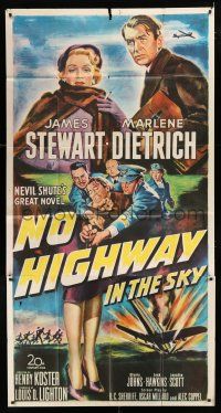 9d793 NO HIGHWAY IN THE SKY 3sh '51 art of James Stewart restrained & with sexy Marlene Dietrich!
