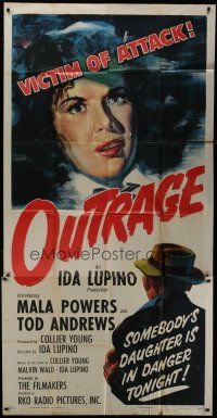 9d810 OUTRAGE 3sh '50 directed by Ida Lupino, pretty Mala Powers is the victim of an attack!