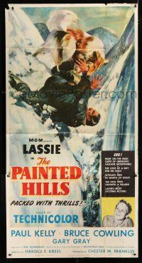 9d811 PAINTED HILLS 3sh '51 wonderful artwork of Lassie, saving man falling from cliff!