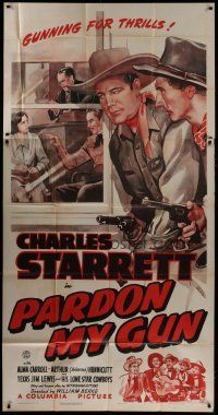 9d817 PARDON MY GUN 3sh '42 Charles Starrett & Arkansas Hunnicutt gunning for thrills!