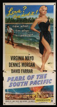 9d820 PEARL OF THE SOUTH PACIFIC 3sh '55 sexy Virginia Mayo is done with love & now after pearls!