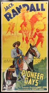 9d824 PIONEER DAYS 3sh '40 cool western stone litho artwork cowboy Jack Randall on horse!