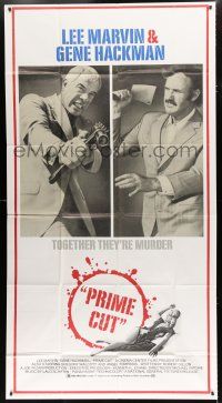 9d833 PRIME CUT 3sh '72 Lee Marvin w/machine gun, Gene Hackman w/cleaver, together they're murder!