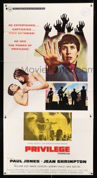 9d837 PRIVILEGE 3sh '67 Jean Shrimpton, a shocking movie of a pop singer who makes it big!