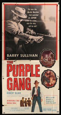 9d841 PURPLE GANG 3sh '59 Robert Blake, Barry Sullivan, they matched Al Capone crime for crime!