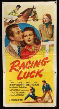 9d847 RACING LUCK 3sh '48 Gloria Henry, David Bruce, jockey Stanley Clements, horse racing!