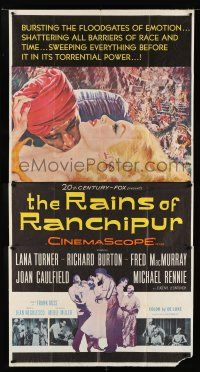 9d849 RAINS OF RANCHIPUR 3sh '55 Lana Turner, Richard Burton, rains couldn't wash their sin away!