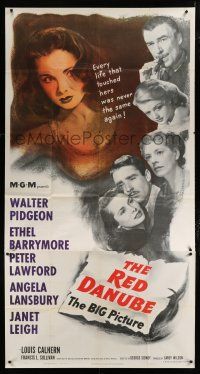 9d850 RED DANUBE 3sh '49 Janet Leigh, Angela Lansbury, Ethel Barrymore, Walter Pidgeon, Lawford