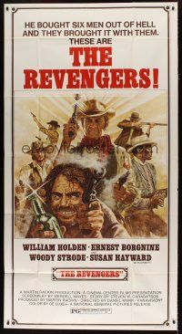 9d853 REVENGERS 3sh '72 Tom Jung art of cowboys William Holden, Ernest Borgnine & Woody Strode!