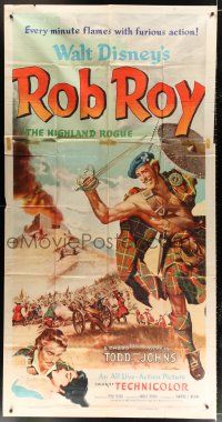 9d857 ROB ROY 3sh '54 Disney, artwork of Richard Todd as The Scottish Highland Rogue!