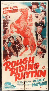 9d858 ROUGH RIDING RHYTHM 3sh '37 tough cowboy Kermit Maynard on horseback, James Oliver Curwood!