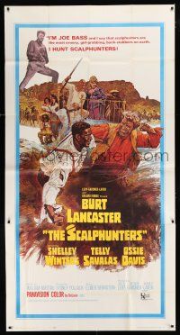 9d869 SCALPHUNTERS 3sh '68 great art of Burt Lancaster & Ossie Davis fighting in mud!