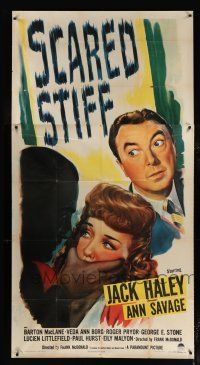 9d870 SCARED STIFF style A 3sh '45 great close up art of terrified Jack Haley & Ann Savage silenced!