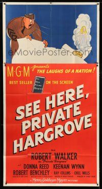 9d875 SEE HERE PRIVATE HARGROVE 3sh '44 Robert Walker, Donna Reed, great different cartoon art!