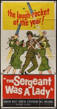 9d879 SERGEANT WAS A LADY 3sh '61 Martin West, wacky artwork of military women chasing after man!