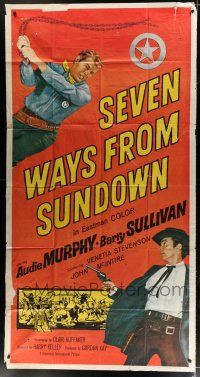 9d882 SEVEN WAYS FROM SUNDOWN 3sh '60 full-length cowboys Audie Murphy & Barry Sullivan!