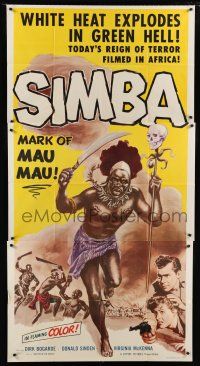 9d884 SIMBA 3sh '55 white heat explodes in green hell, today's reign of terror filmed in Africa!