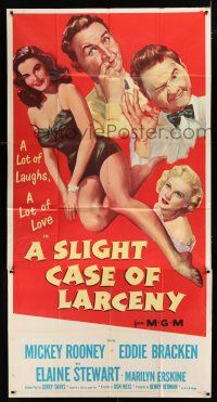 9d890 SLIGHT CASE OF LARCENY 3sh '53 Mickey Rooney, Eddie Bracken & sexy bad girl Elaine Stewart!