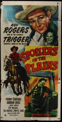 9d903 SPOILERS OF THE PLAINS 3sh '51 great artwork of cowboy Roy Rogers & Trigger!